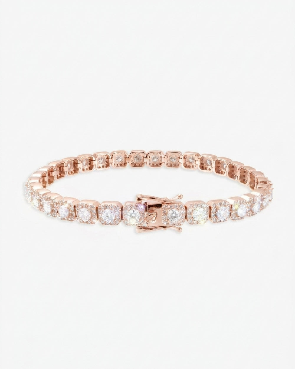 6MM Moissanite Clustered Tennis Bracelet 14K Gold - Rose Gold