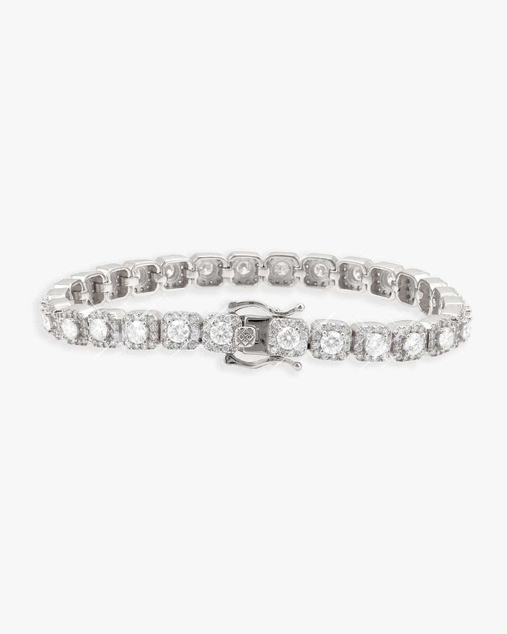 6MM Moissanite Clustered Tennis Bracelet 14K Gold - White Gold