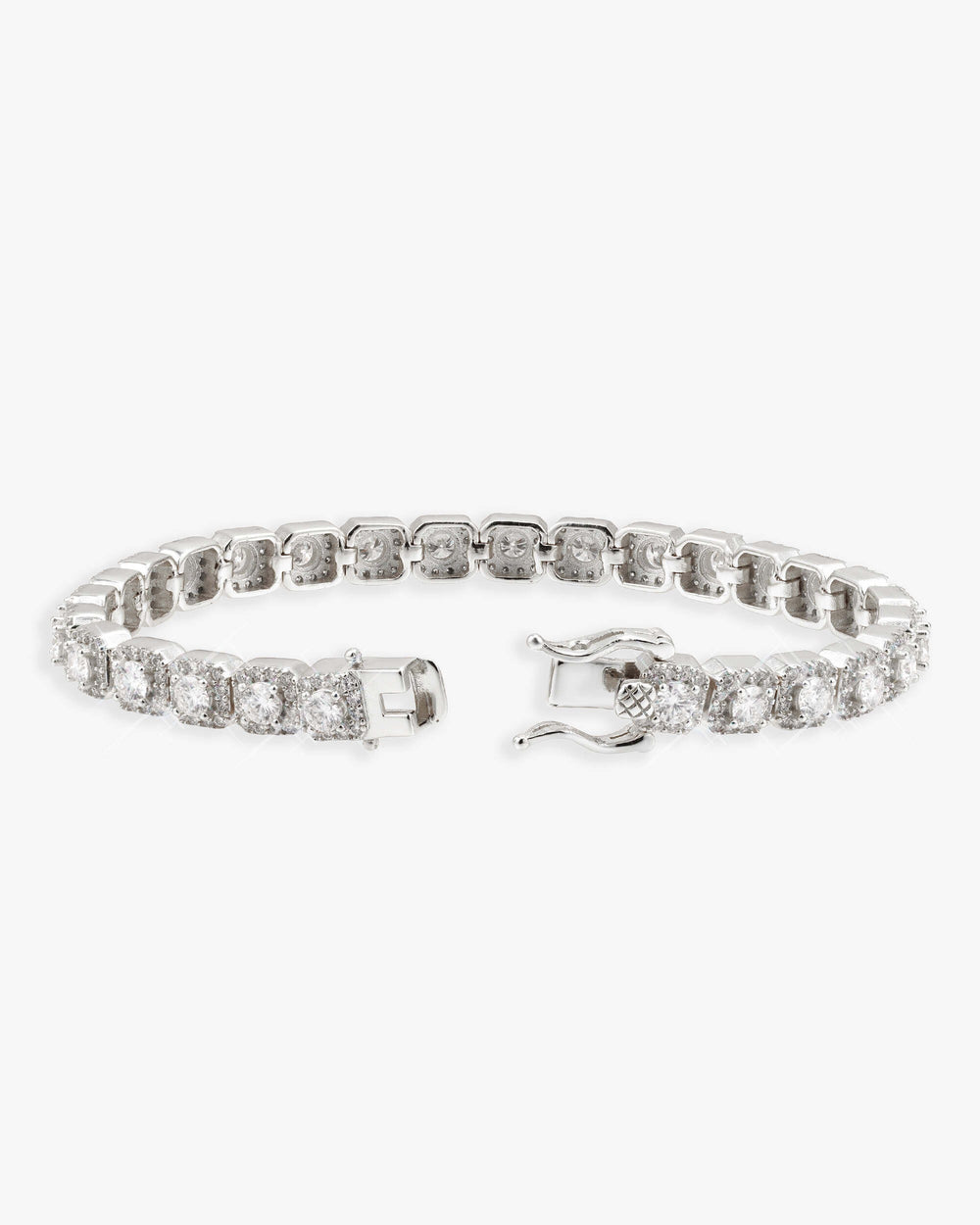 6MM Moissanite Clustered Tennis Bracelet 14K Gold - White Gold