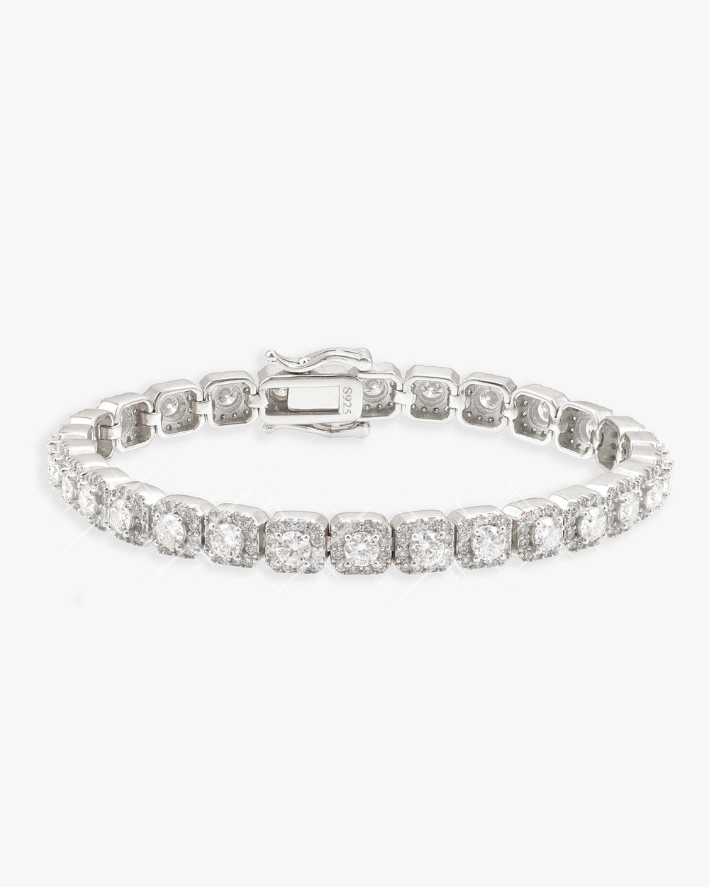 6MM Moissanite Clustered Tennis Bracelet 14K Gold - White Gold