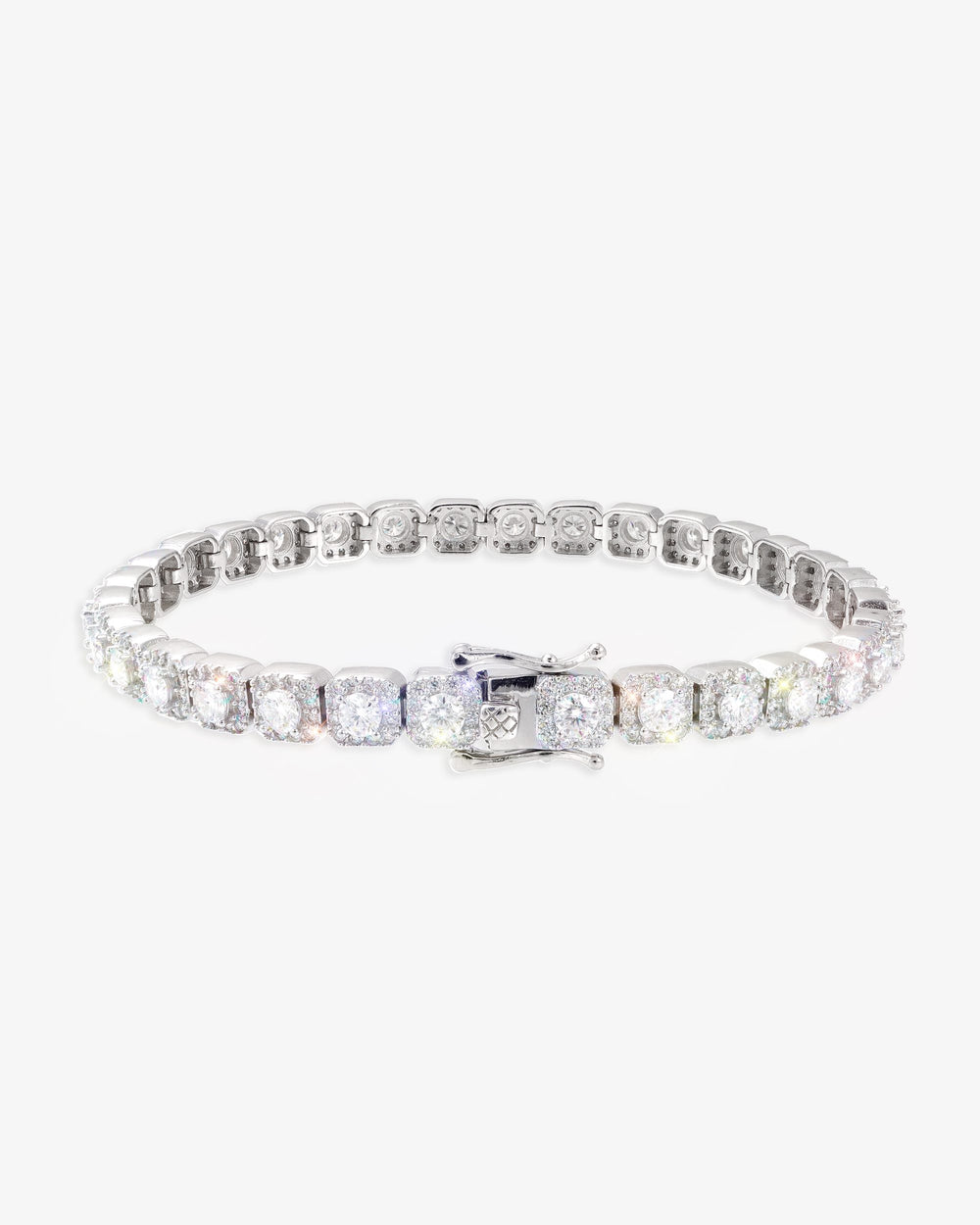 6MM Moissanite Clustered Tennis Bracelet 14K Gold - White Gold