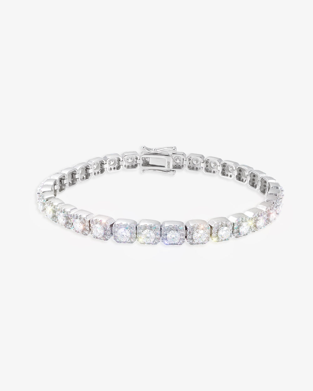 6MM Moissanite Clustered Tennis Bracelet 14K Gold - White Gold