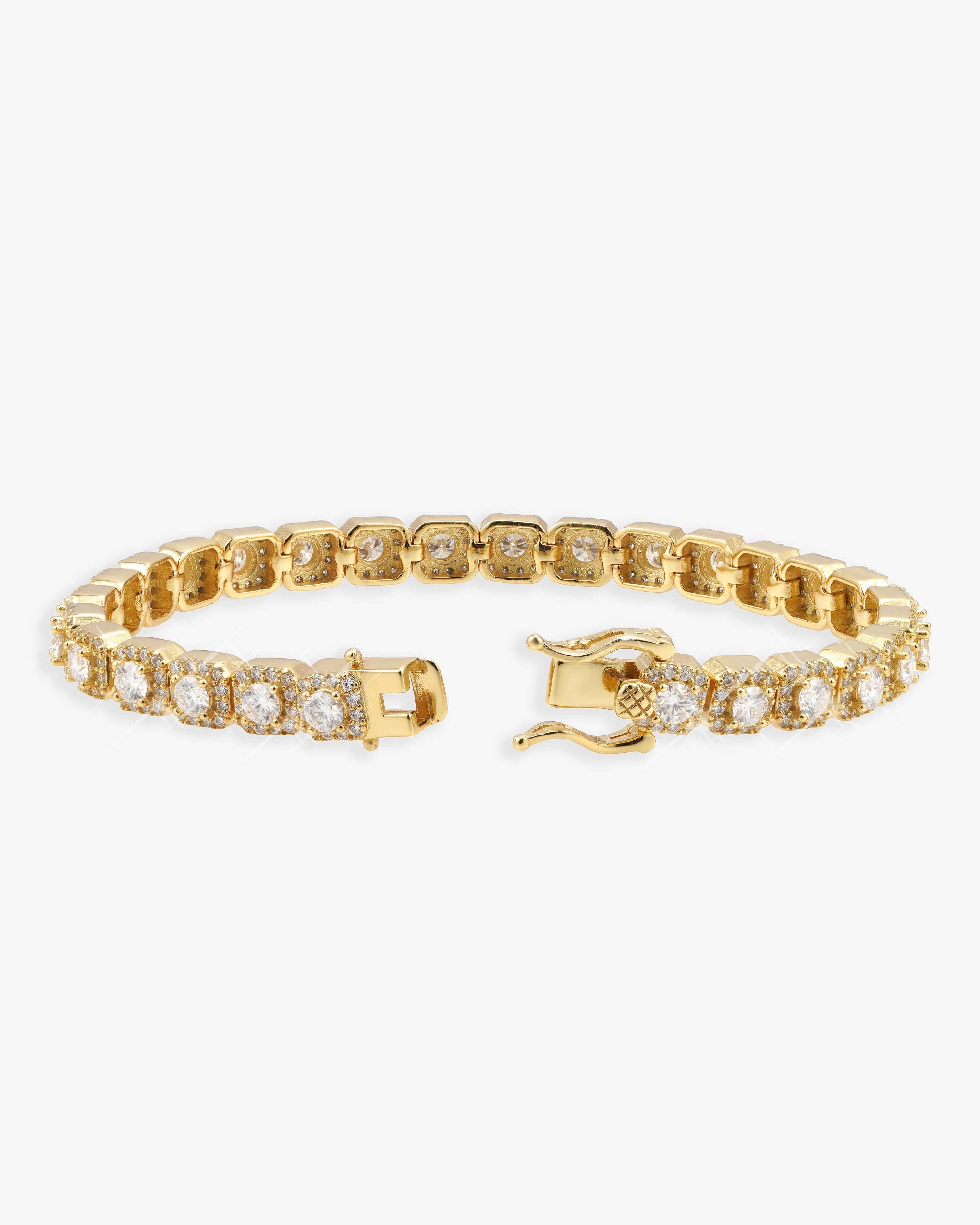 Clustered Tennis Chain Bracelet GOLD 金 6MM Moissanite Clustered Tennis Bracelet 14K Gold