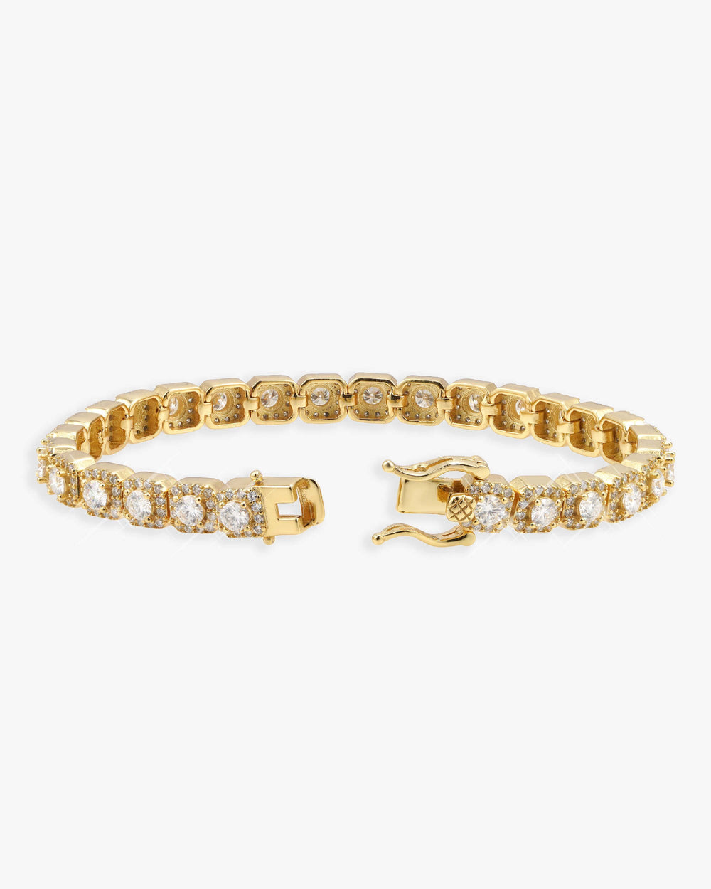 6MM Moissanite Clustered Tennis Bracelet 14K Gold - Yellow Gold