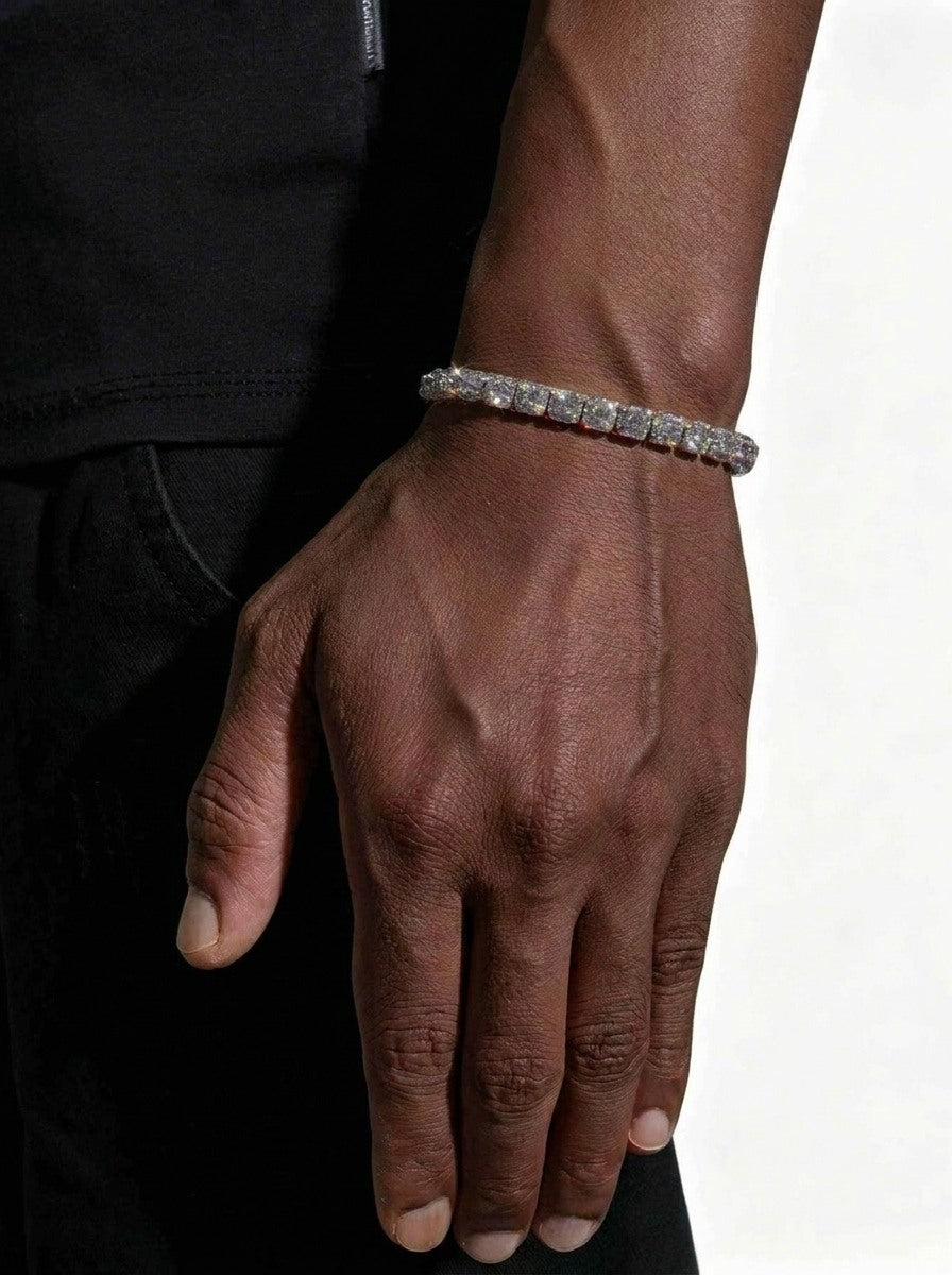 16MM Moissanite Cross Link Bracelet 14K