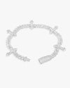 6MM Moissanite Cross Cuban Link Bracelet 14K Gold - White Gold