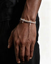 6MM Moissanite Cross Cuban Link Bracelet 14K Gold - White Gold