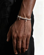 6MM Moissanite Cross Cuban Link Bracelet 14K Gold - White Gold