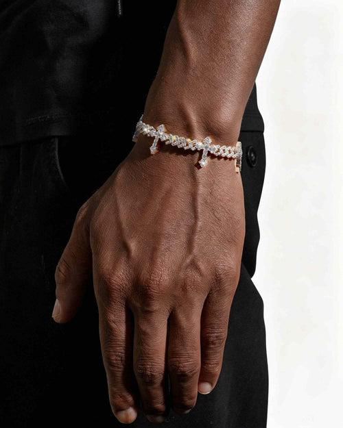 6mm moissanite cross cuban link bracelet 14k gold icecartel px white new model