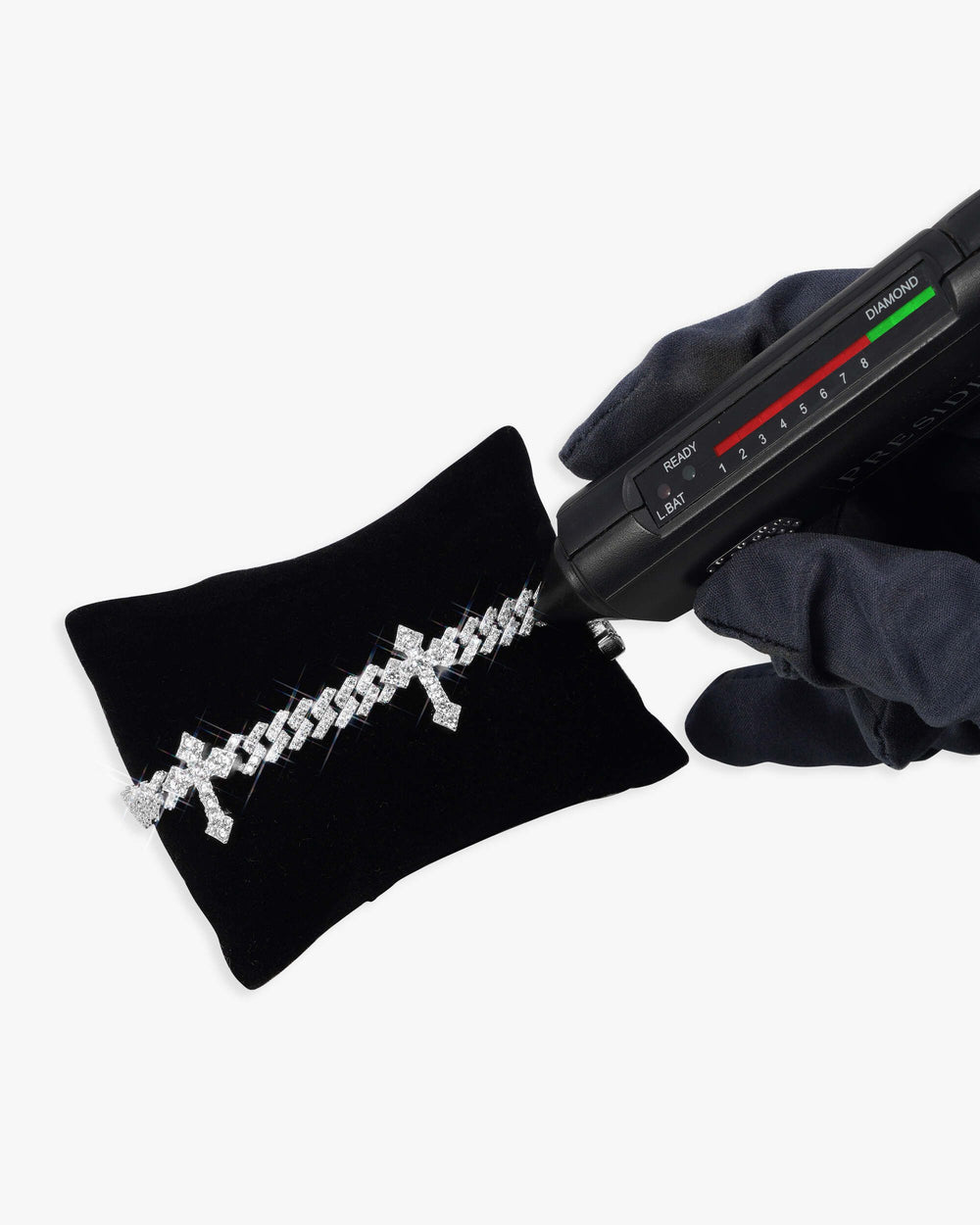 6MM Moissanite Cross Cuban Link Bracelet 14K Gold - White Gold