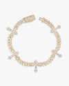 6MM Moissanite Cross Cuban Link Bracelet 14K Gold - Yellow Gold