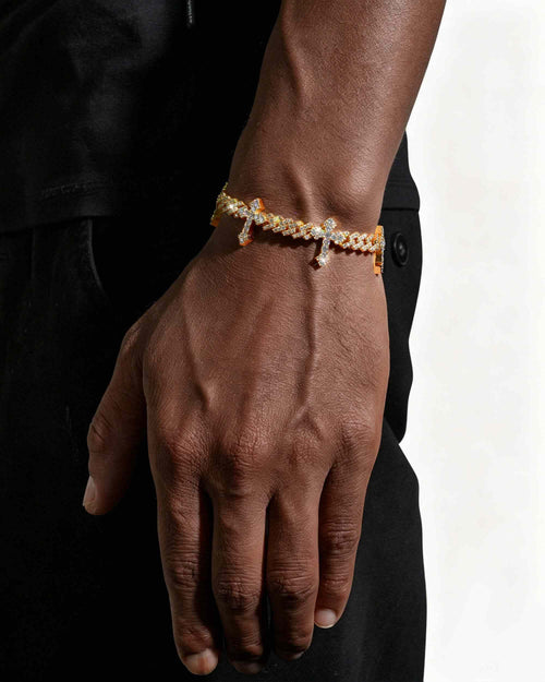 6mm moissanite cross cuban link bracelet 14k gold icecartel px yellow new model