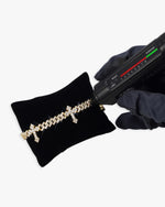 6MM Moissanite Cross Cuban Link Bracelet 14K Gold - Yellow Gold