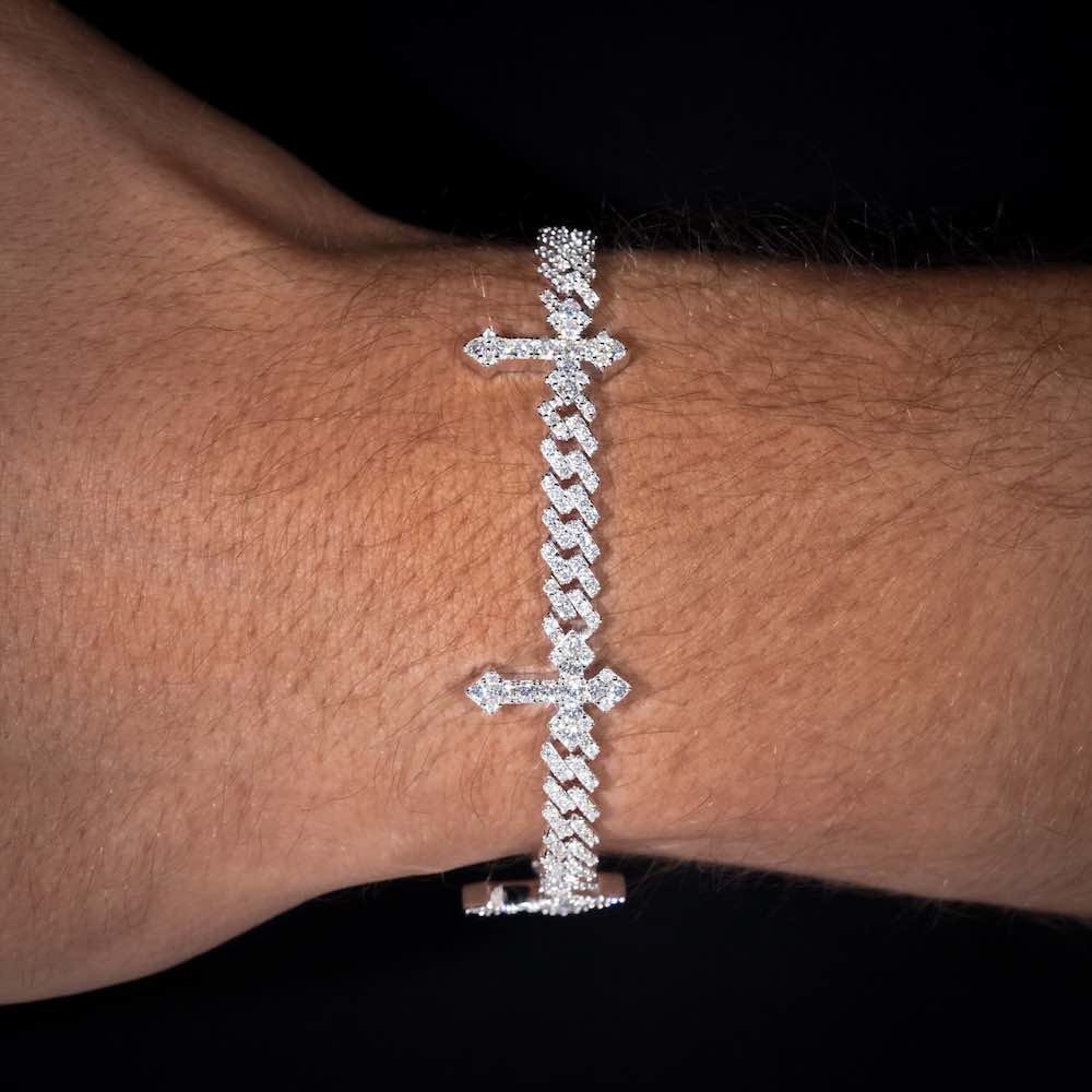 6MM Moissanite Cross Cuban Link Bracelet Model 2