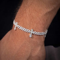 6MM Moissanite Cross Cuban Link Bracelet Model