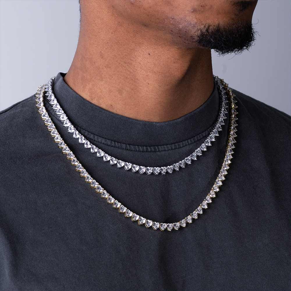 6mm moissanite heart tennis chain necklace model
