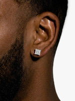 6MM Moissanite Square Cluster Earrings 14K Gold - White Gold
