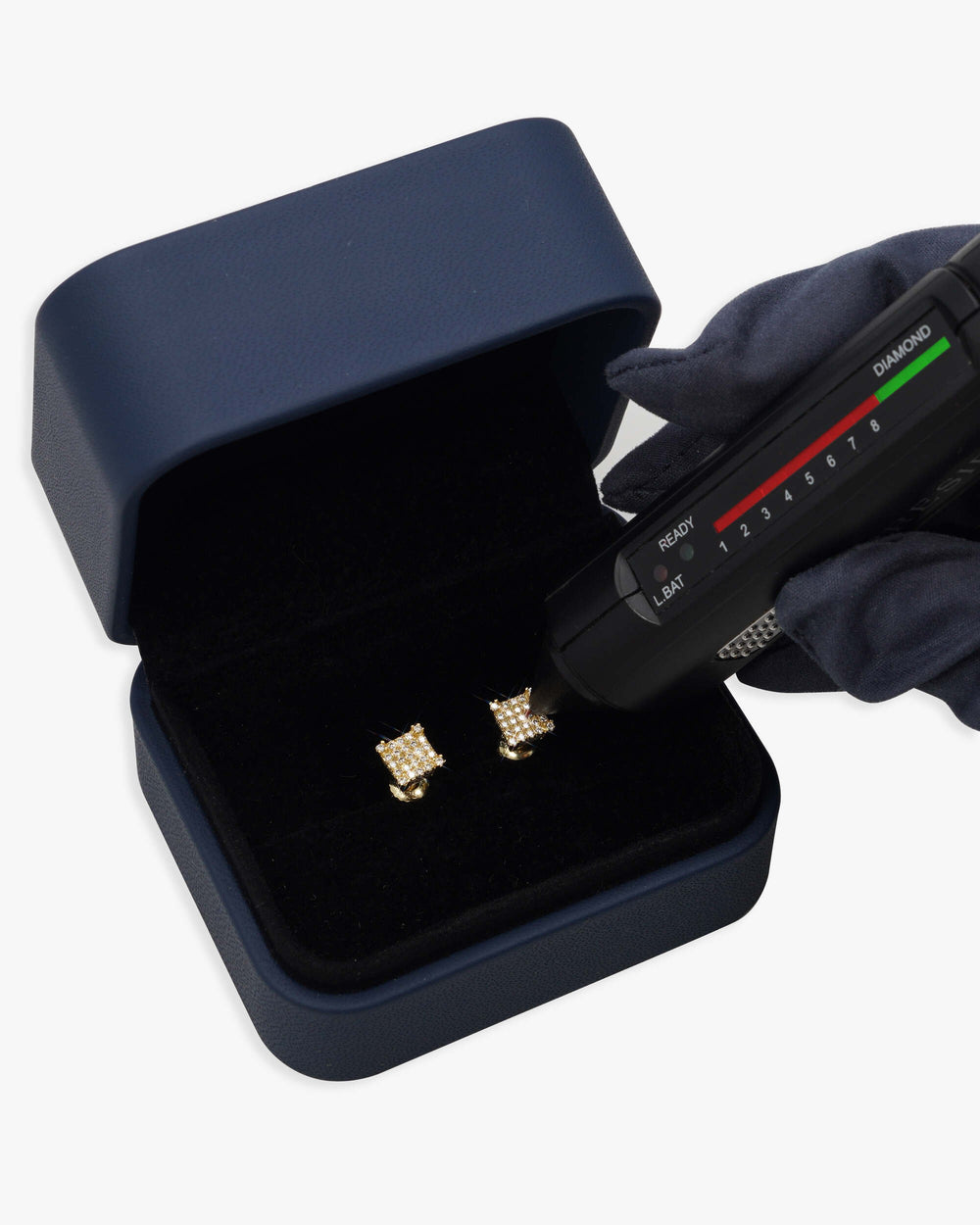 6mm moissanite square cluster earrings 14k icecartel y box