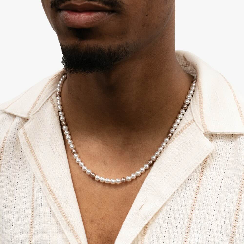 6mm mono rose gold pearl necklace model