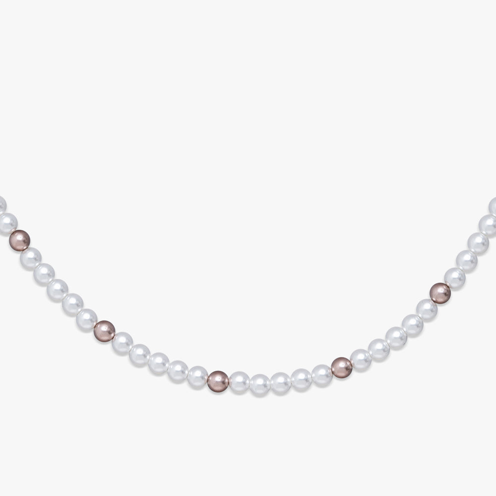 6mm mono rose gold pearl necklace