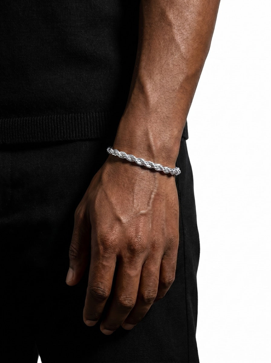 6MM Rope Chain and Bracelet Bundle Silver