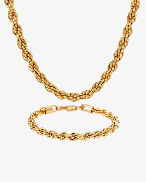 6mm rope chain and bracelet bundle 14k gold px