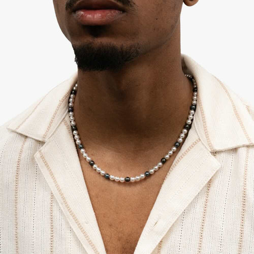 6mm semi black pearl necklace model