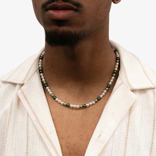 6mm semi green pearl necklace model