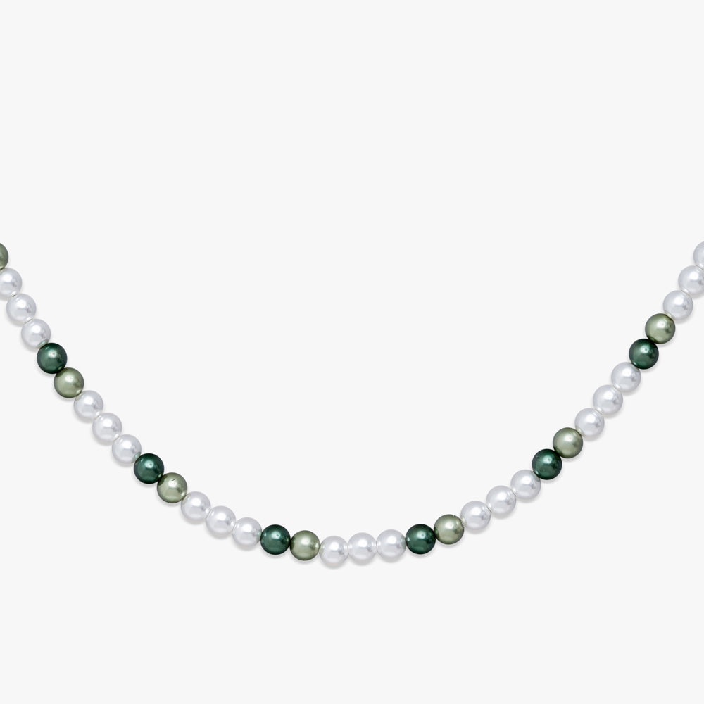 6mm semi green pearl necklace