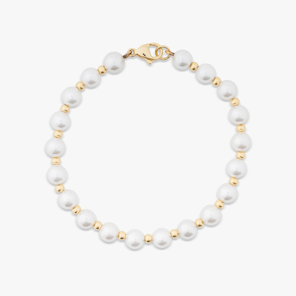 Bracelet de perles en or semi-jaune 6MM