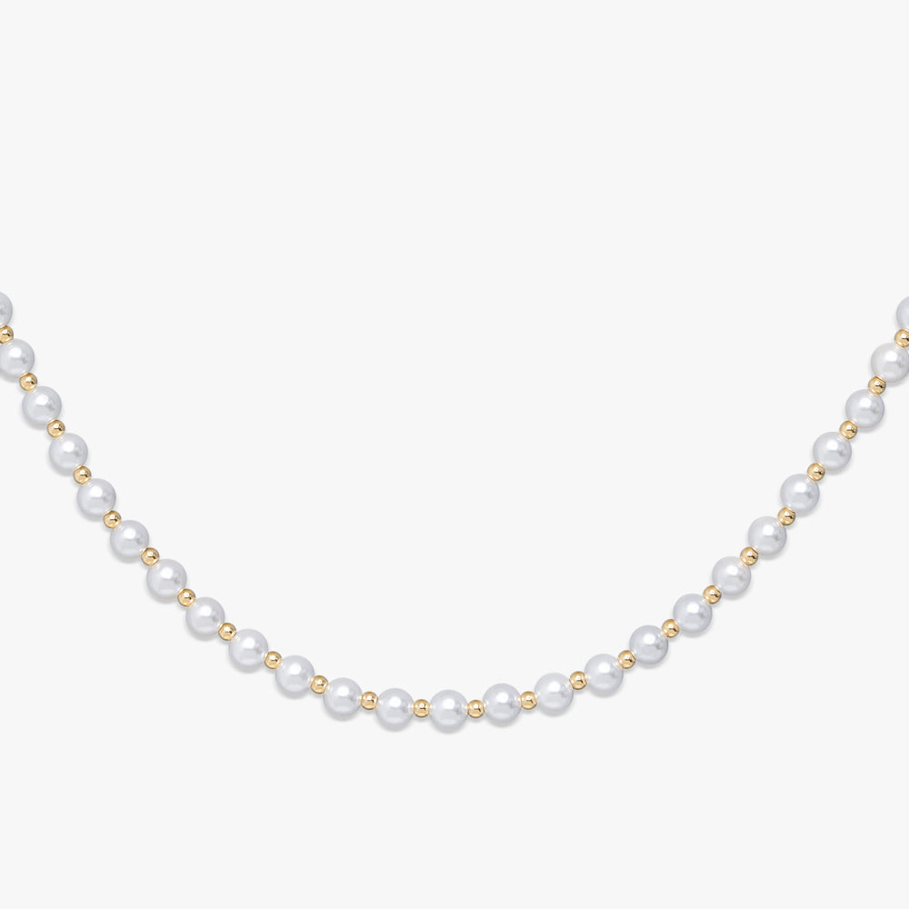 6mm semi yellow gold pearl necklace