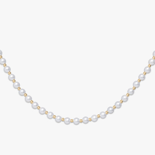 6mm semi yellow gold pearl necklace