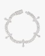 6MM VVS Cross Cuban Link Bracelet 14K Gold - White Gold