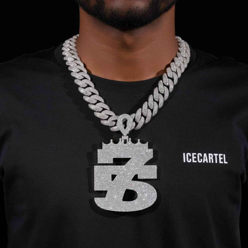 "75" Custom Moissanite Pendant 14K Gold model1