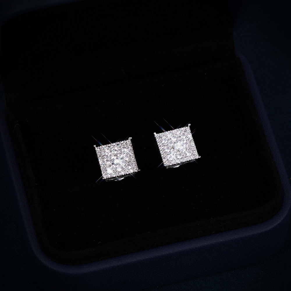 7MM VVS Square Pointer Earrings 14K Gold box icecartel