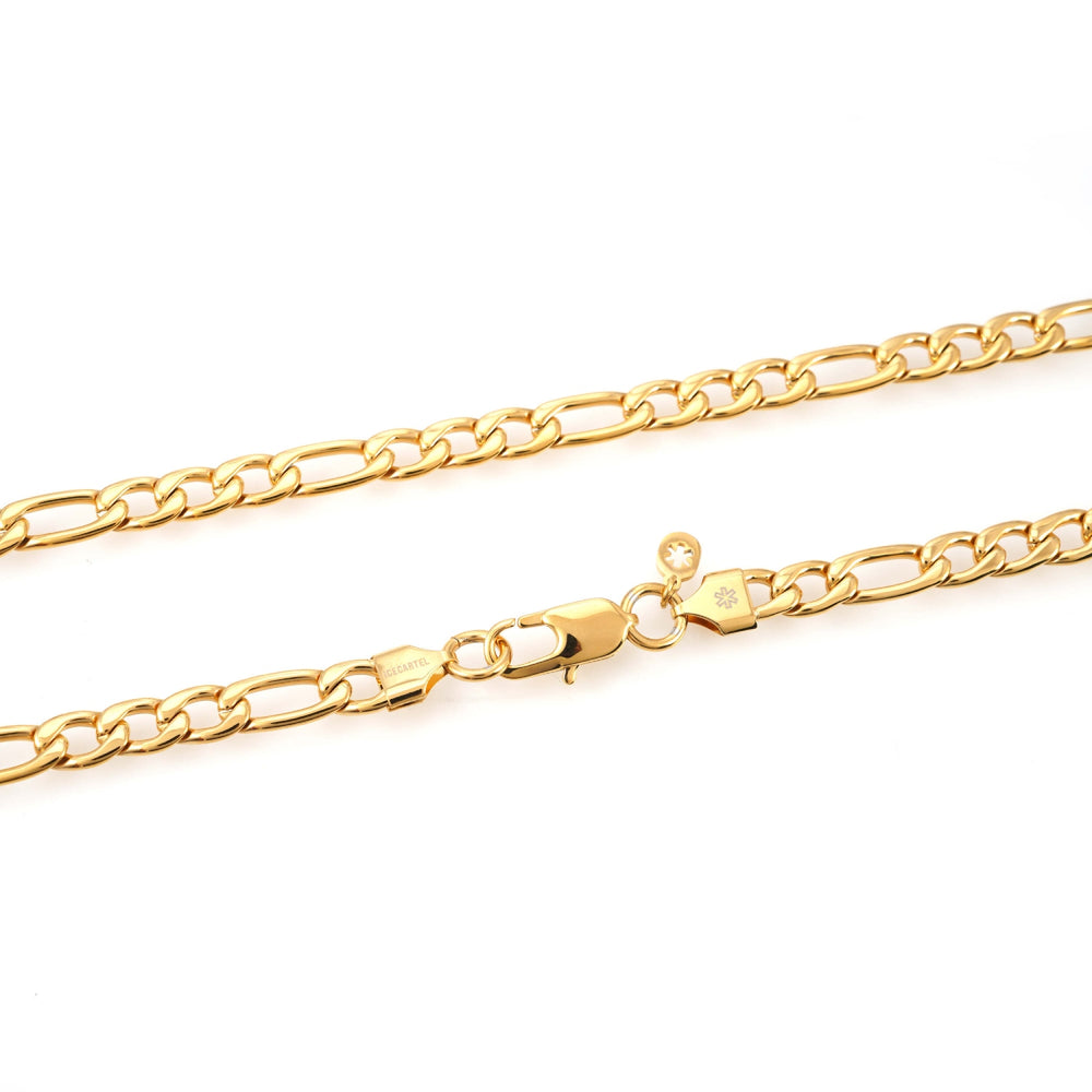 7mm Figaro chain 14k yellow gold icecartel lock