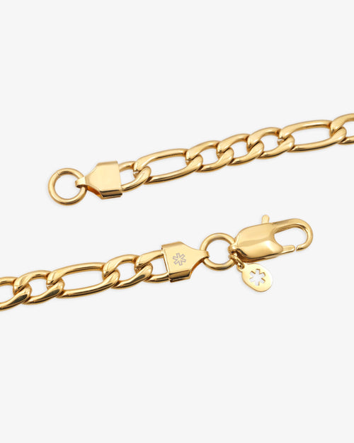 7mm Figaro chain 14k yellow gold icecartel new clasp