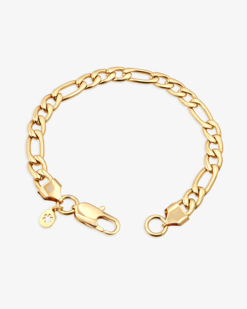 7mm figaro bracelet 14k yellow gold icecartel lock new