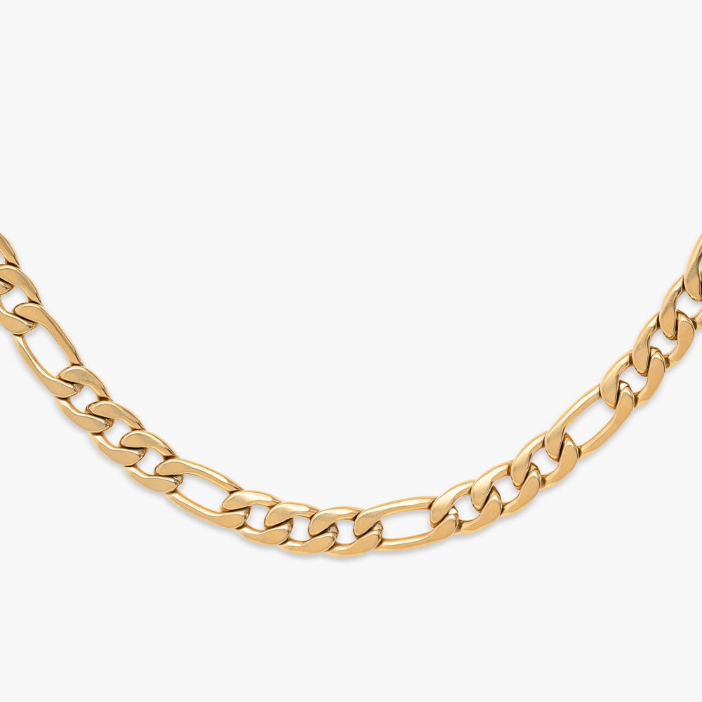 7mm figaro solid gold chain