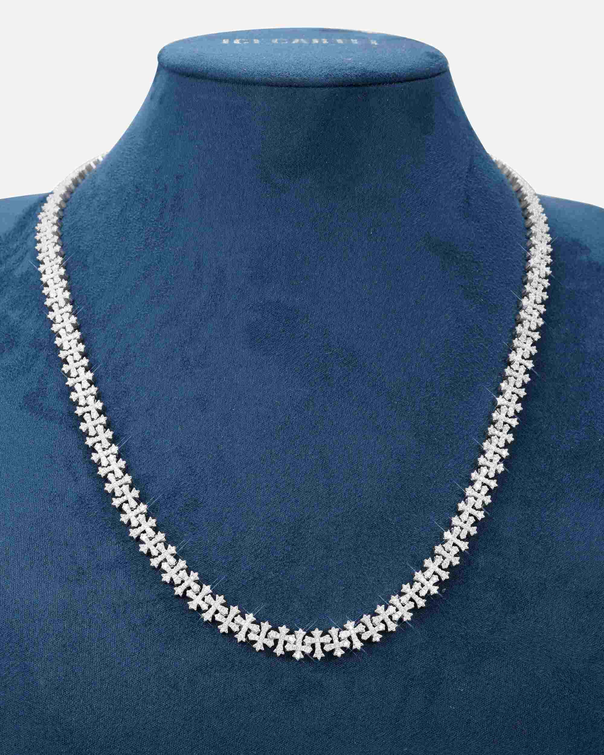 8.5MM Iced Out Cross Link Chain 14K Gold - IceCartel™