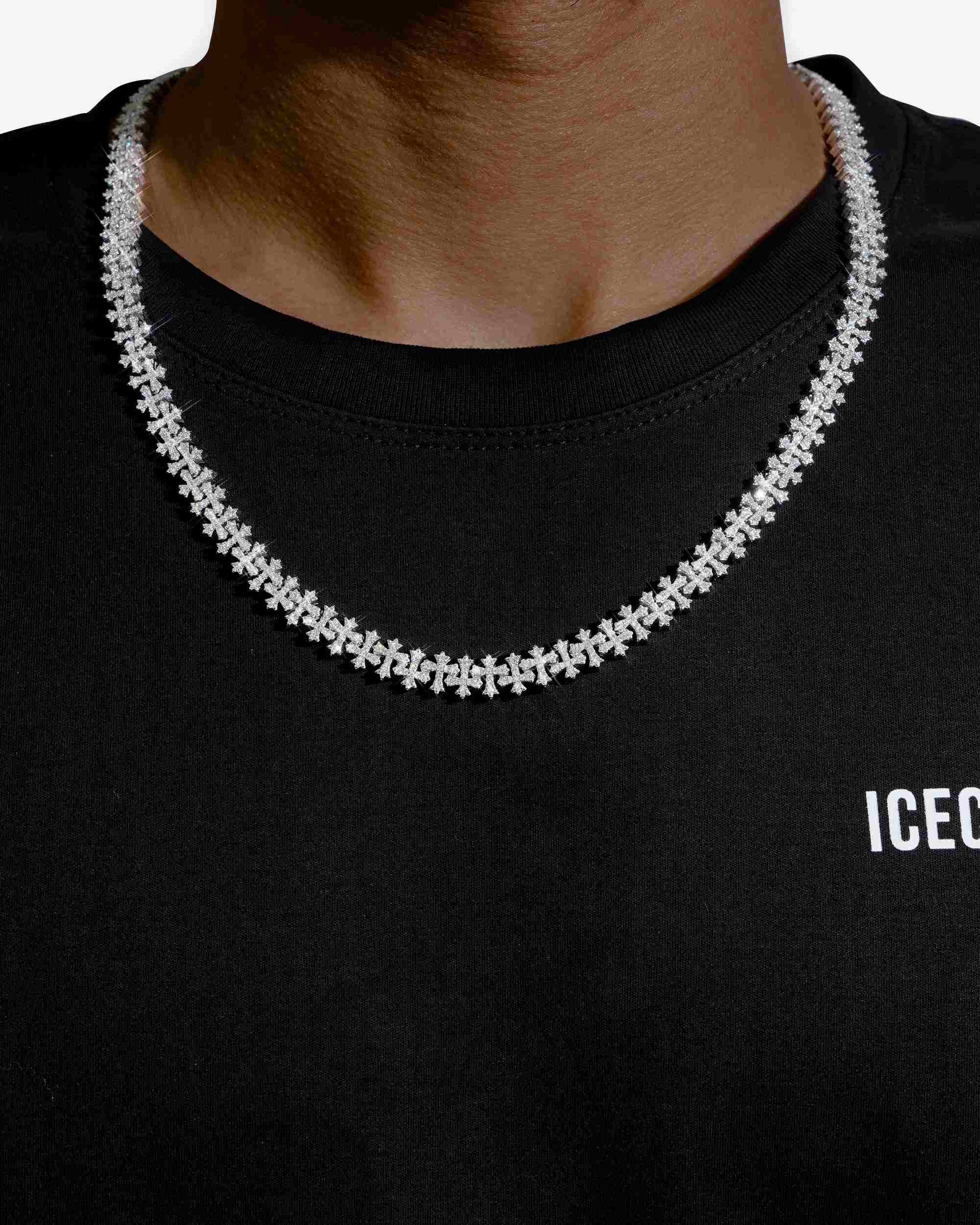 8.5MM Iced Out Cross Link Chain 14K Gold - IceCartel™