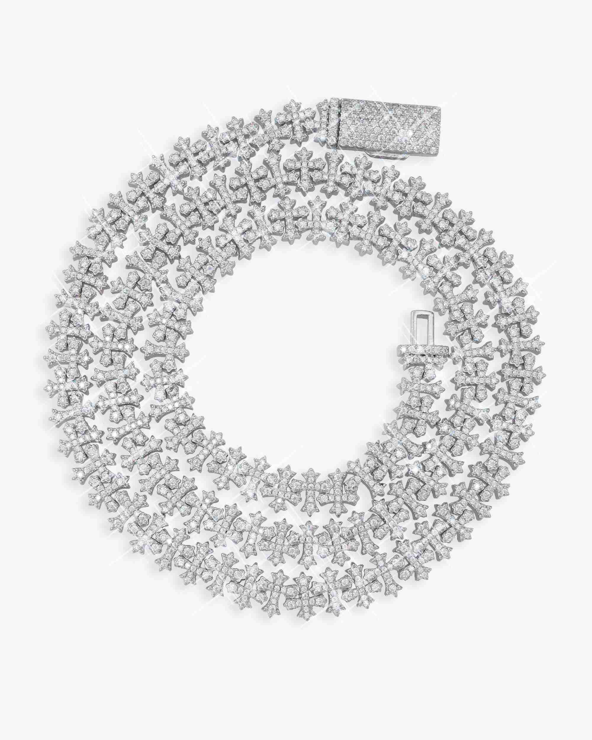 8.5MM Iced Out Cross Link Chain 14K Gold - IceCartel™
