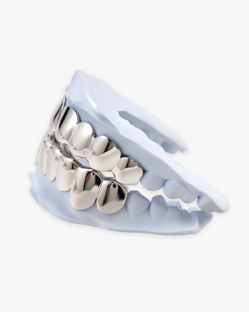 8 on 8 deep cut white gold grillz first side
