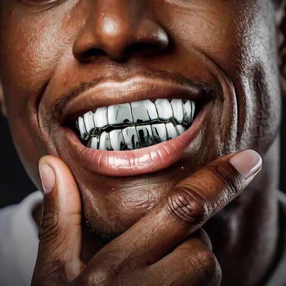 8 on 8 deep cut white gold grillz model