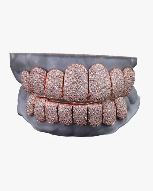 8 on 8 perm cut custom diamond grillz rose gold front icecartel px