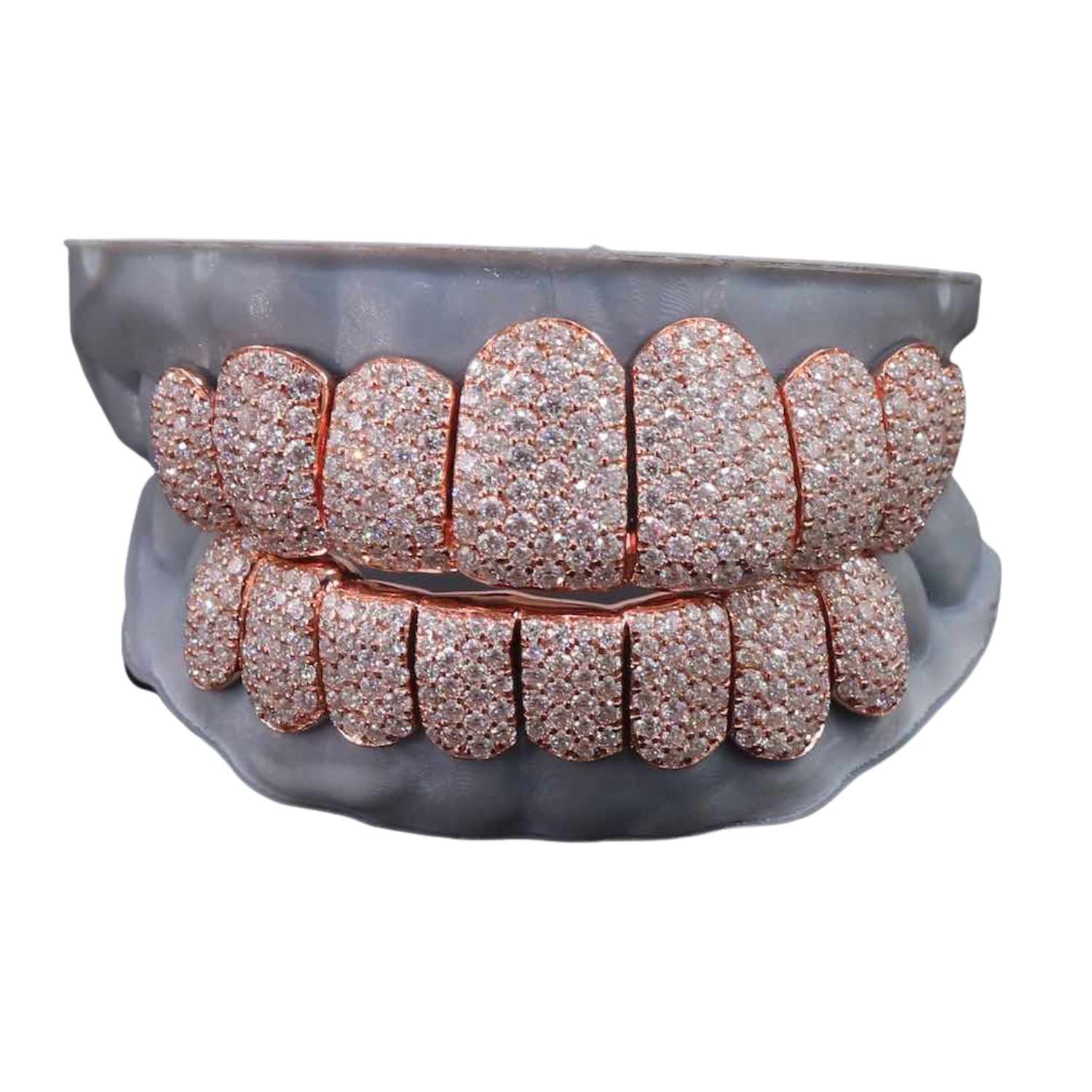 Rose Gold Perm Cut Custom Diamond Grillz 14K Gold