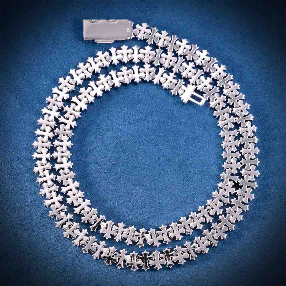 8.5MM Iced Out Cross Link Chain 14K Gold - IceCartel™