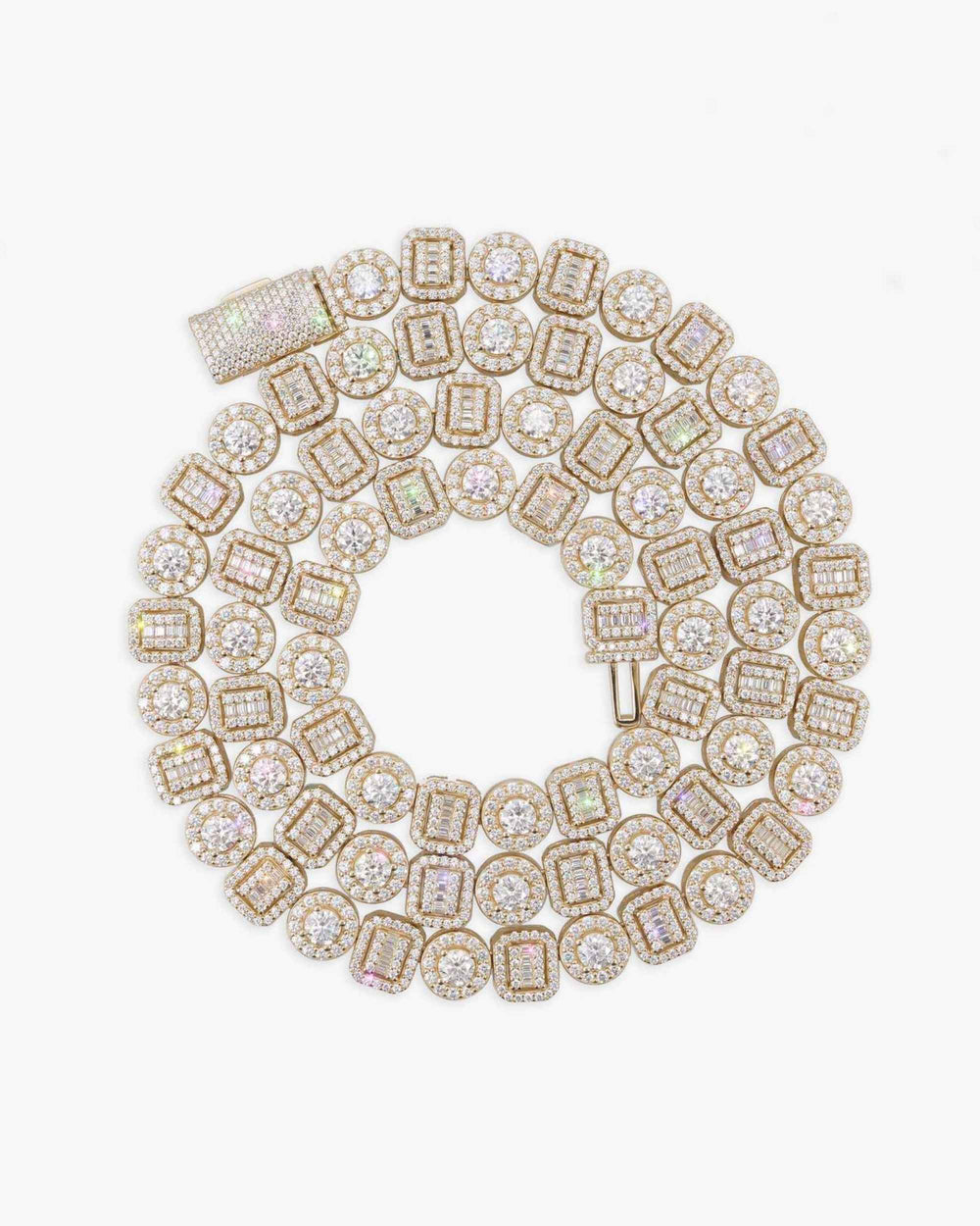 8.5MM Moissanite Mixed Cut Chain - Yellow Gold