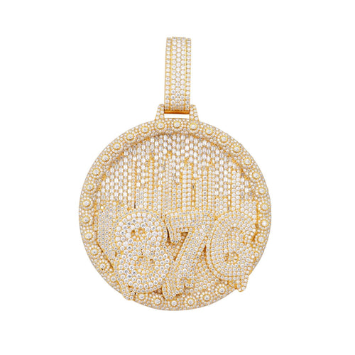 876 Custom Moissanite Circle Pendant 14K Gold icecartel white