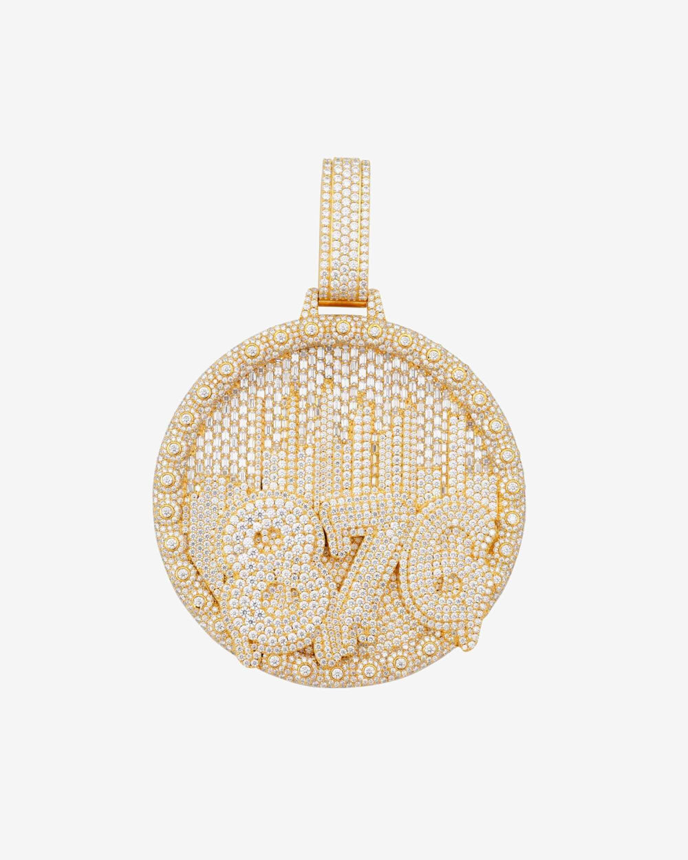 876 Custom Moissanite Circle Pendant 14K Gold icecartel white